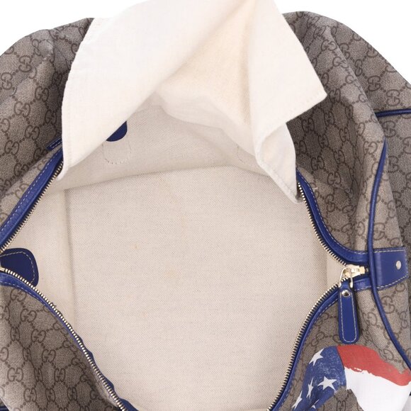 Gucci GG Plus Monogram Large Boston USA Flag Unicef Duffle Blue - Picture 9 of 9